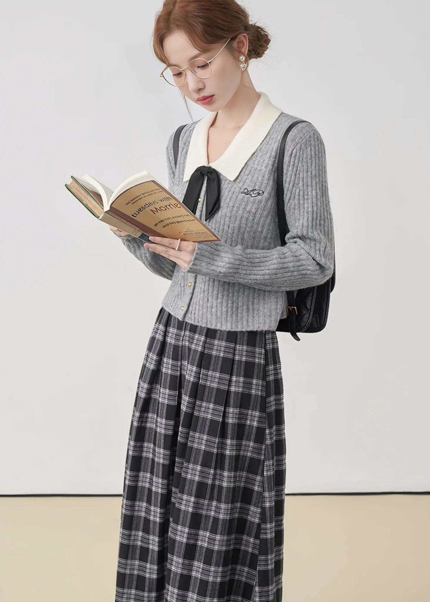 COLLEGE CHECK MIDI SKIRT