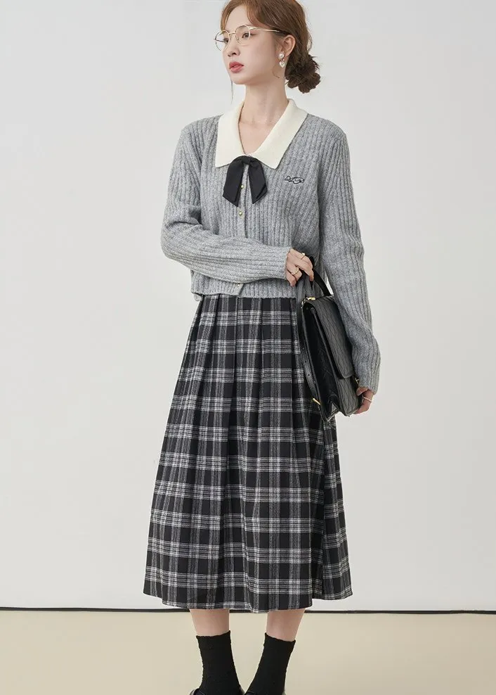 COLLEGE CHECK MIDI SKIRT