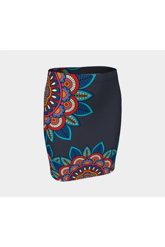 Colorful Floral Fitted Skirt