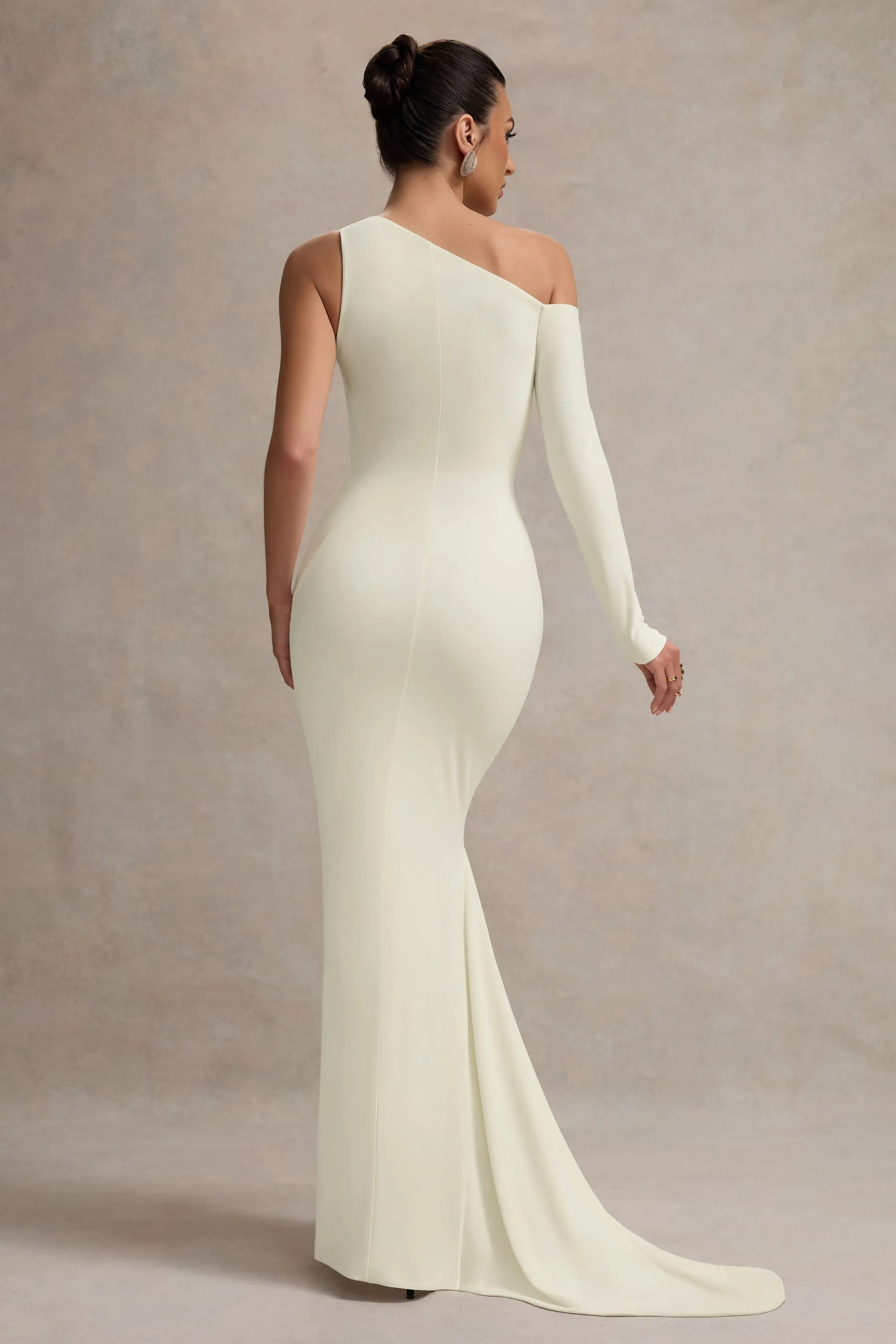 Contradiction | Cream One-Sleeve Asymmetric Maxi Dress