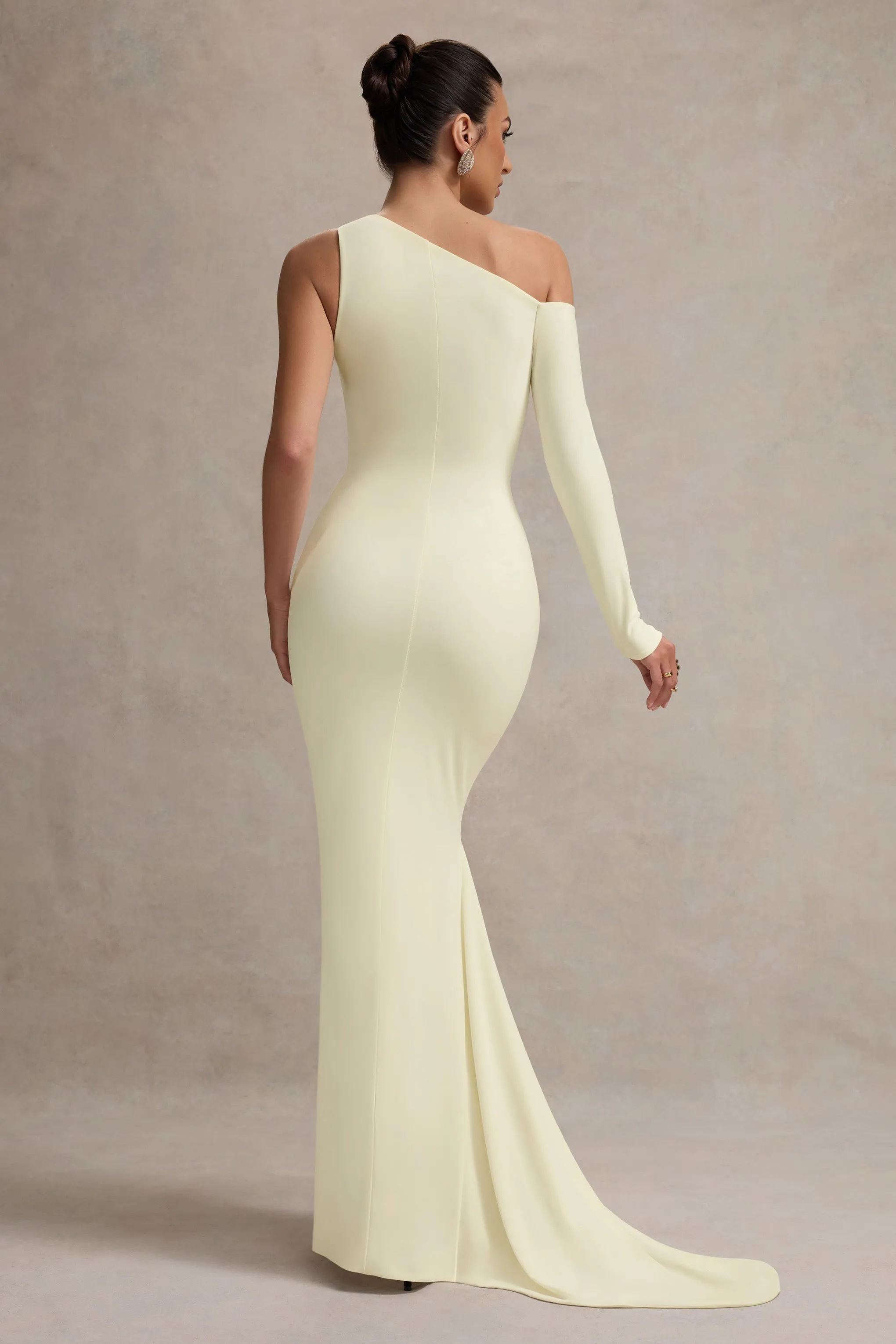 Contradiction | Cream One-Sleeve Asymmetric Maxi Dress