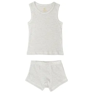 COPENHAGEN COLORS Grey Stripe Tank-Top And Boxer Shorts Striped