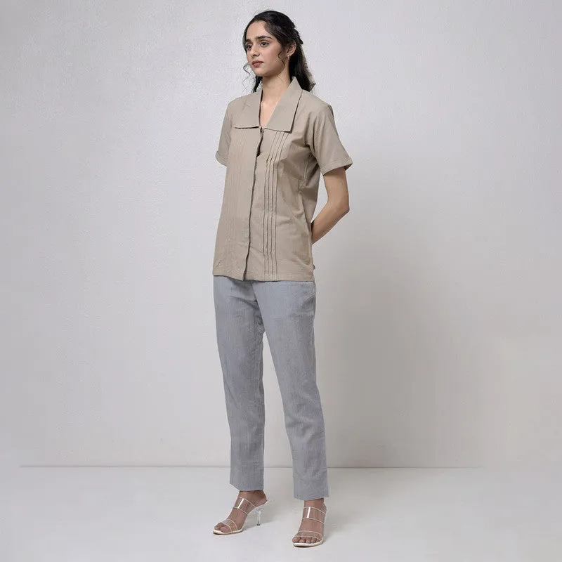 Cotton Top For Women | Regular Fit | Half Sleeves | Beige