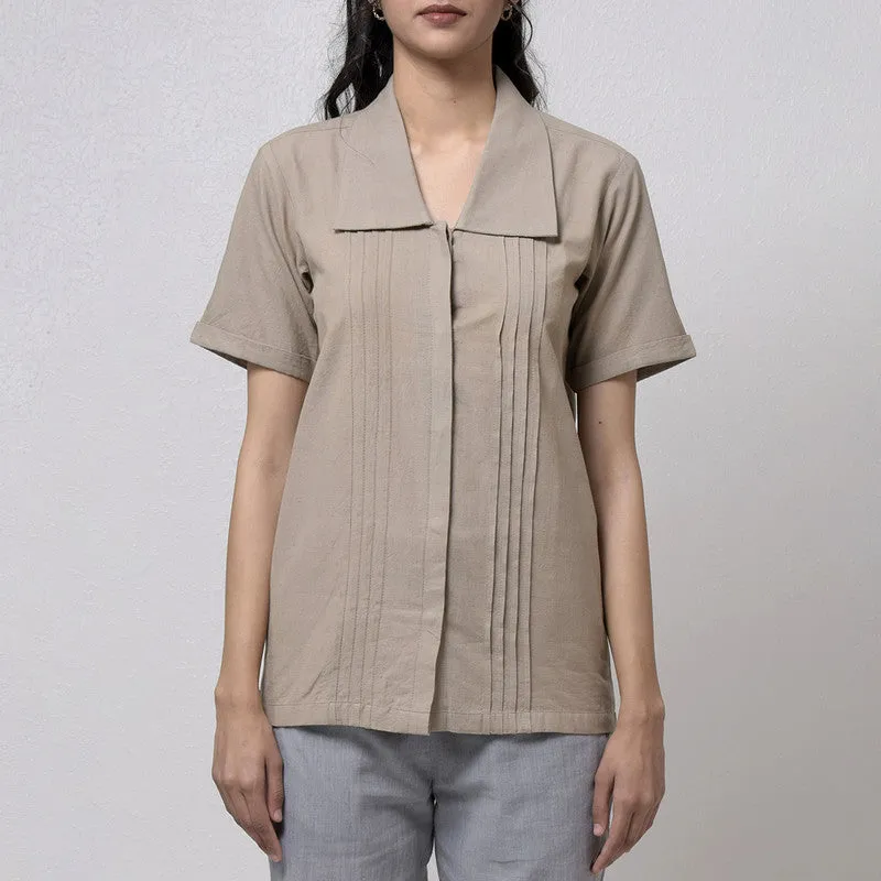 Cotton Top For Women | Regular Fit | Half Sleeves | Beige