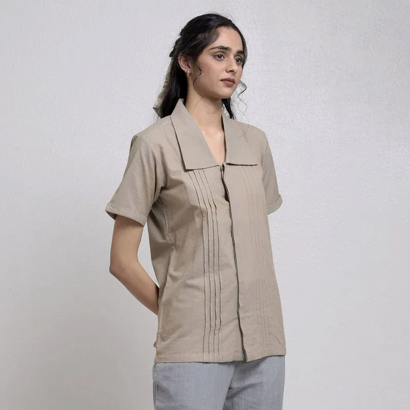 Cotton Top For Women | Regular Fit | Half Sleeves | Beige