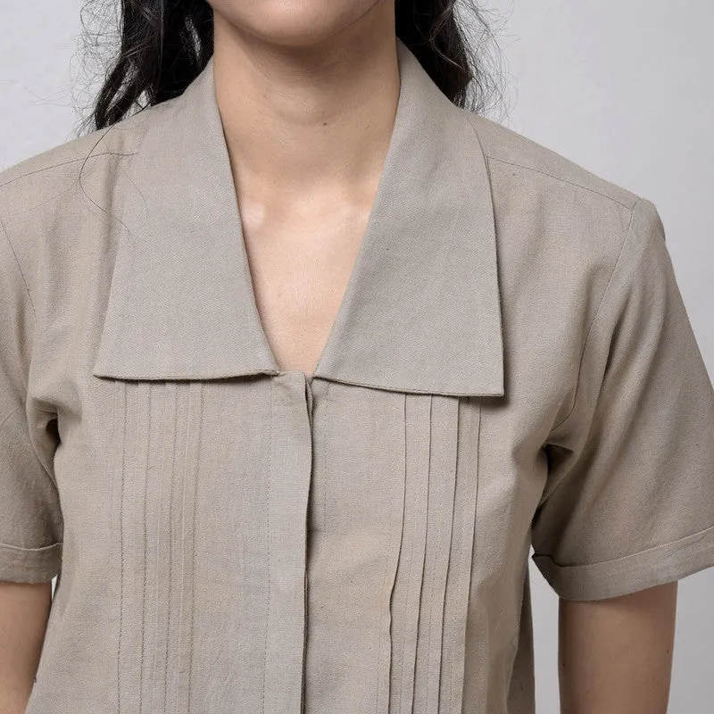 Cotton Top For Women | Regular Fit | Half Sleeves | Beige