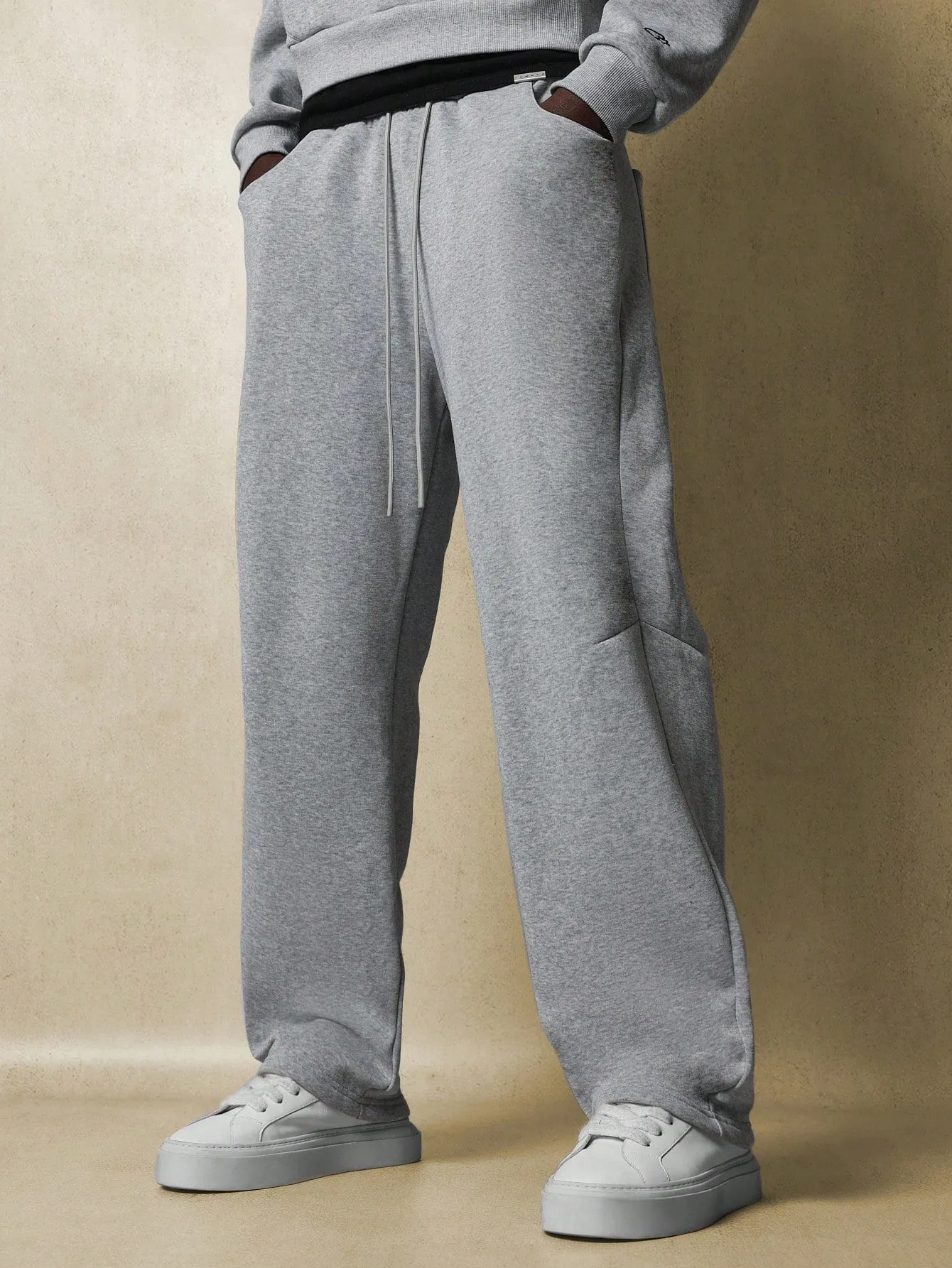 Crop Fit Overhead Hoodie And Sweatpants With Small Embroidery Pattern & Drawstrings 2 Piece Set