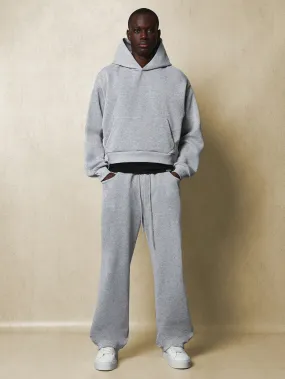 Crop Fit Overhead Hoodie And Sweatpants With Small Embroidery Pattern & Drawstrings 2 Piece Set