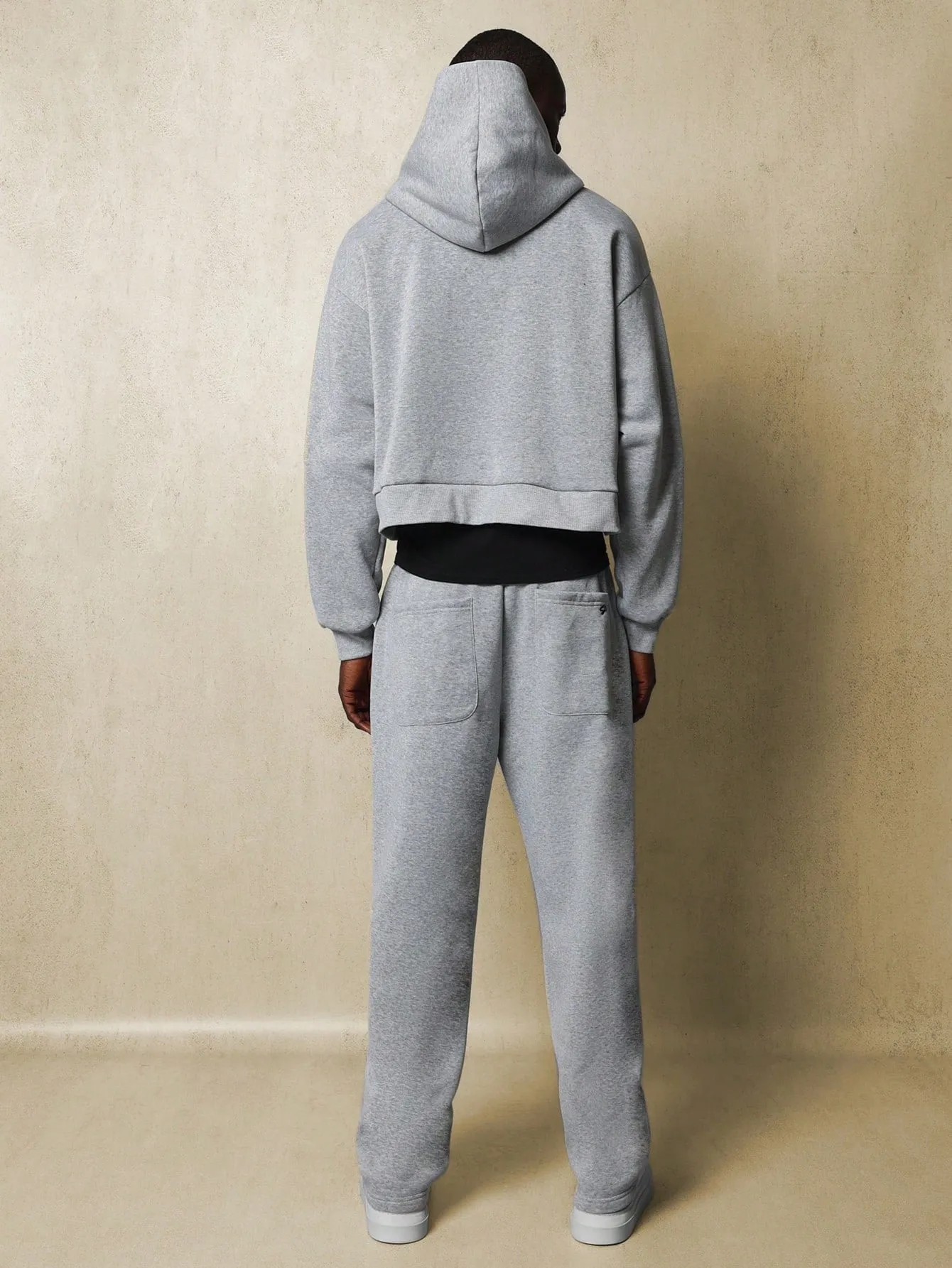 Crop Fit Overhead Hoodie And Sweatpants With Small Embroidery Pattern & Drawstrings 2 Piece Set