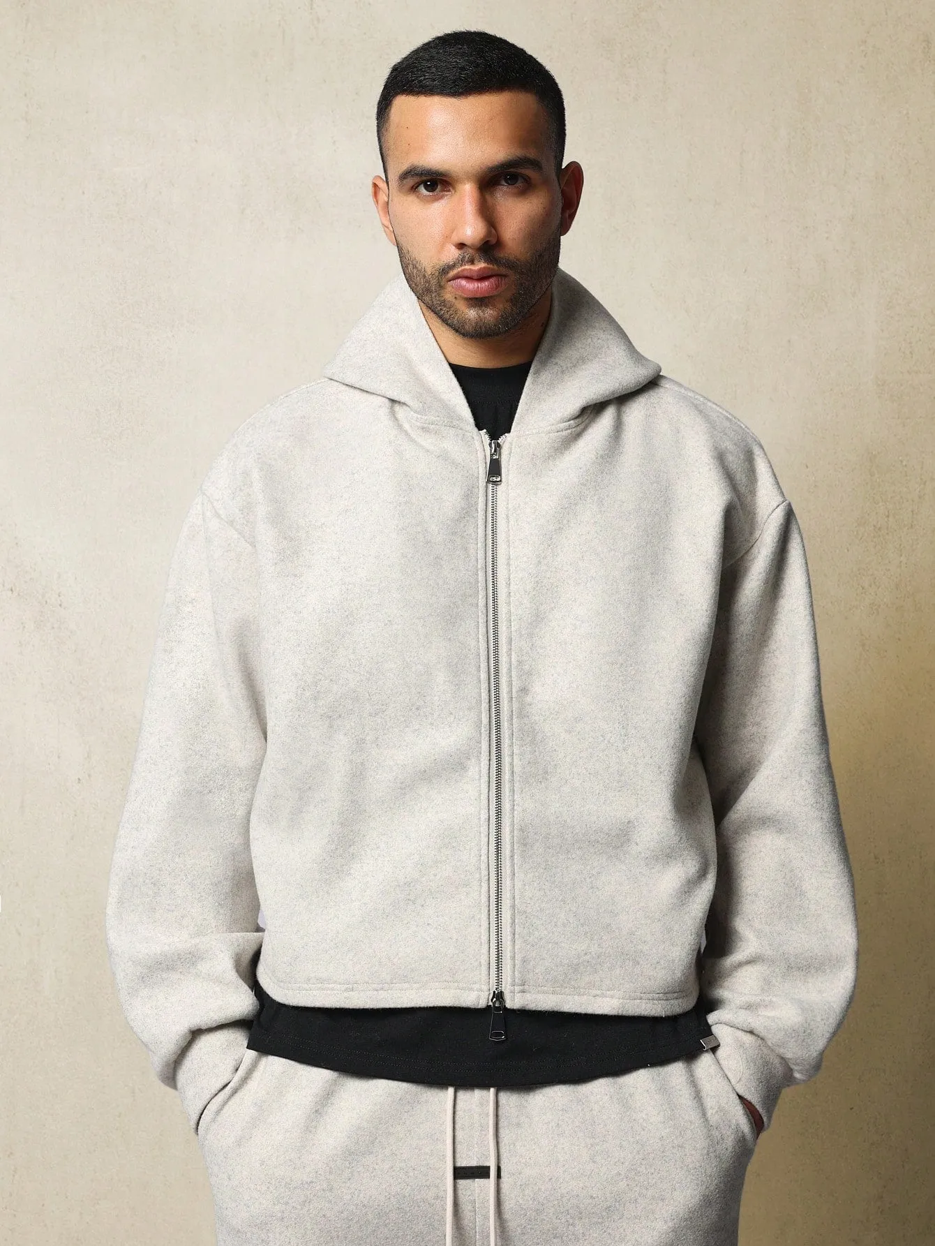 Crop Overhead Zip-Up Hoodie And Skater Fit Sweatpants 2 Piece Set