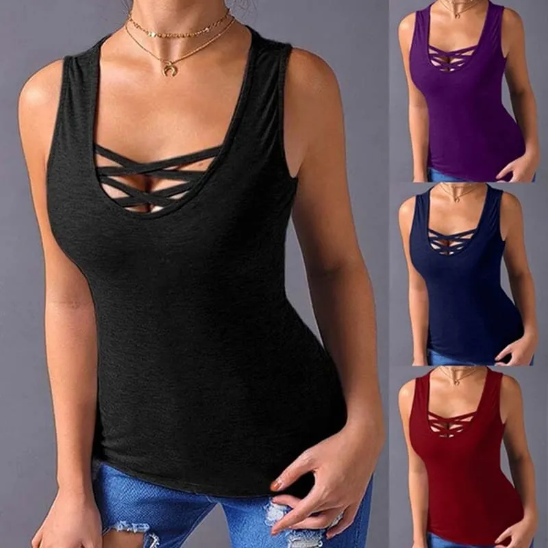 Crossover Lace Up Tank Top