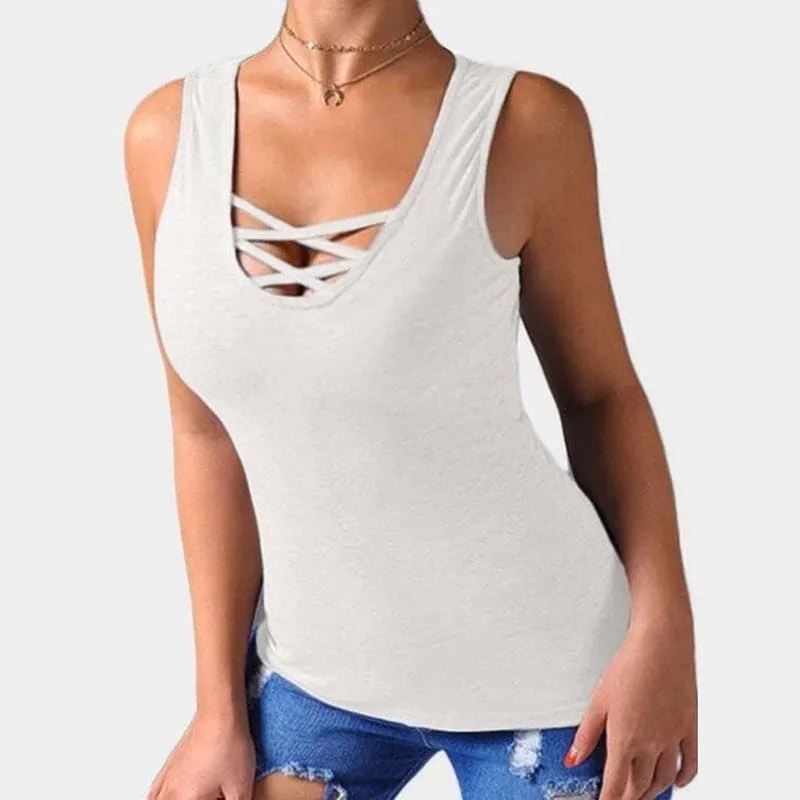 Crossover Lace Up Tank Top