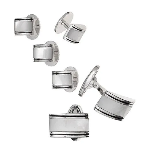 Curved Rectangle Sterling Cufflinks & Studs