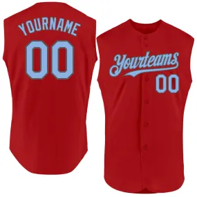 Custom Red Light Blue-Steel Gray Authentic Sleeveless Baseball Jersey