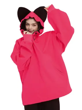 Cute Fleece Snow Hoodie for Women Cat Ears Decoration