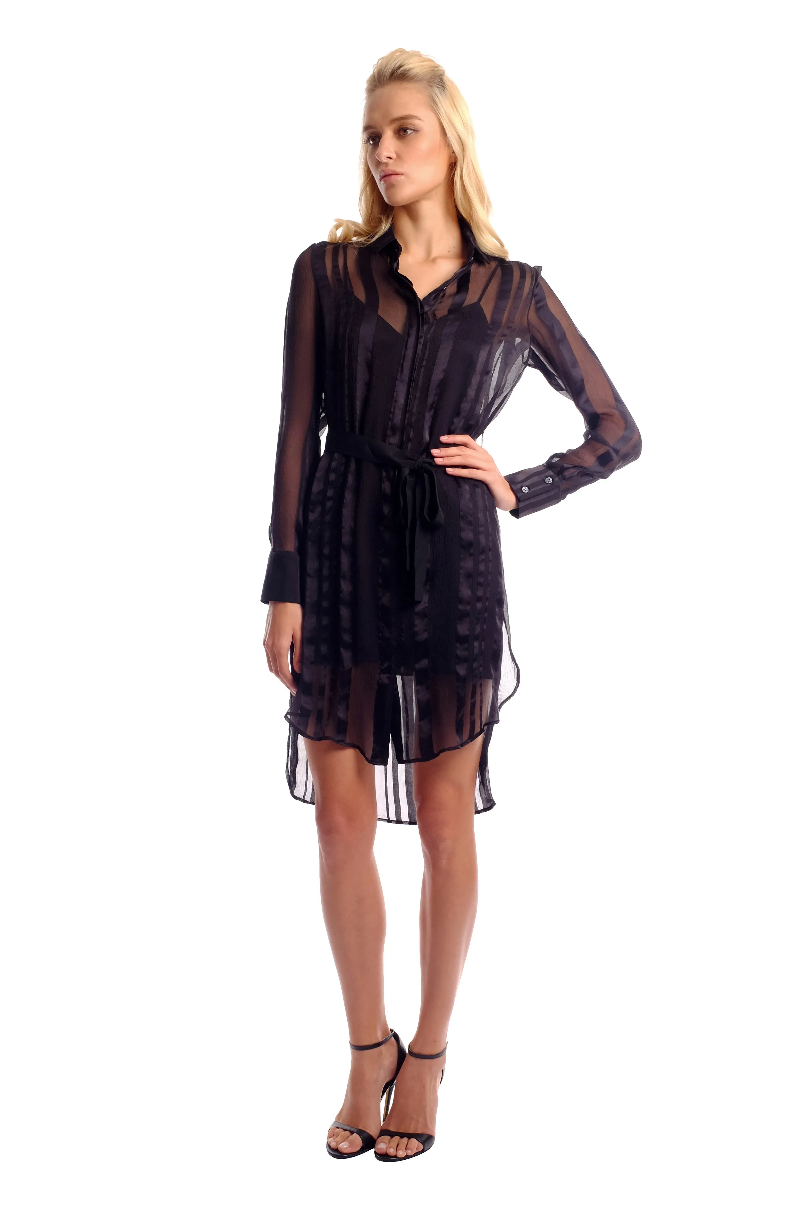 Danna Chiffon Shirt Dress (Silk Underdress Included)