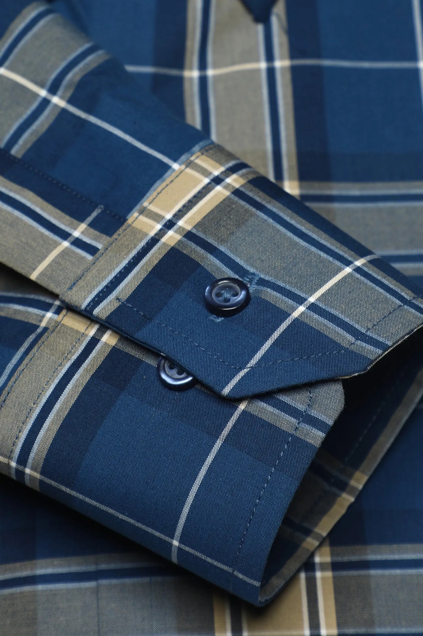 Dark Blue Tattersall Check Casual Milano Shirt