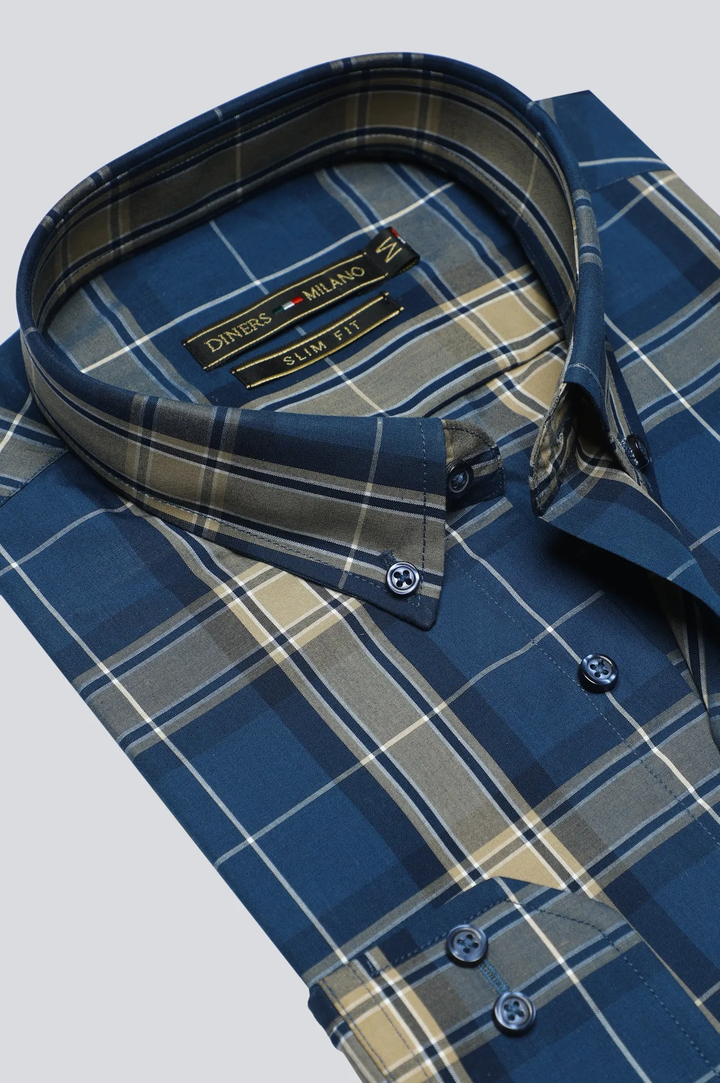 Dark Blue Tattersall Check Casual Milano Shirt