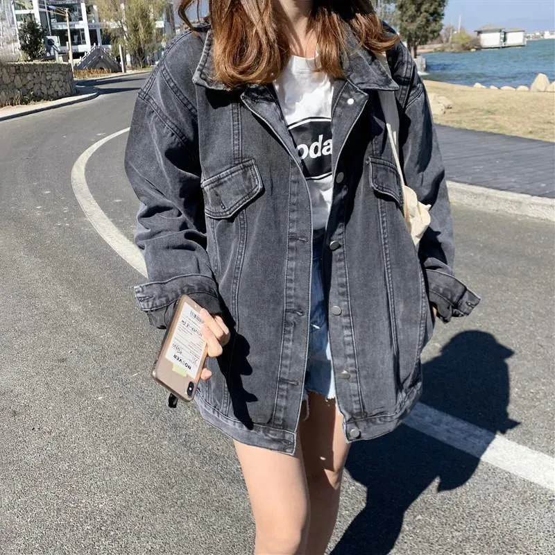 Denim Loose Long Sleeve Outwear Jackets