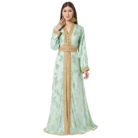 Designer Jellebiya Arabian Party Dress Khaleeji Thobe in Brasso Fabric