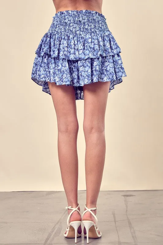 Dizzy Floral Printed Tiered Skorts