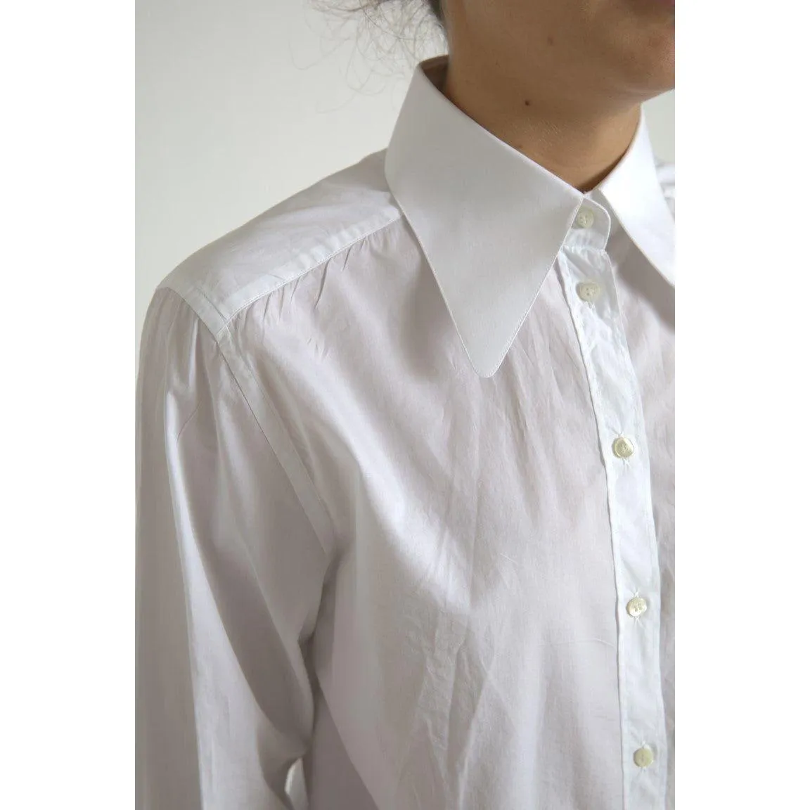 Dolce & Gabbana Elegant White Cotton Collared Top