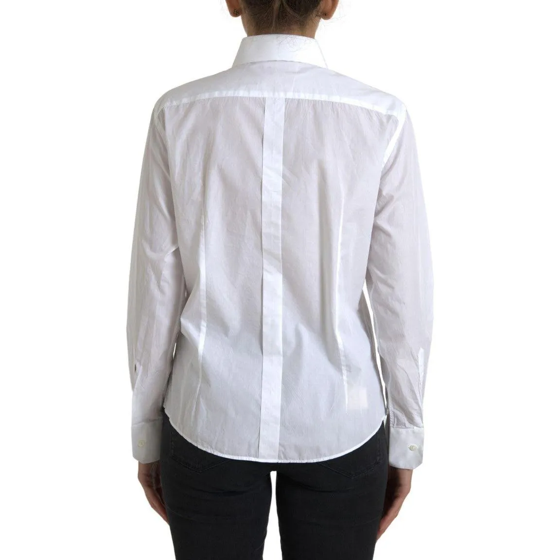 Dolce & Gabbana Elegant White Cotton Collared Top