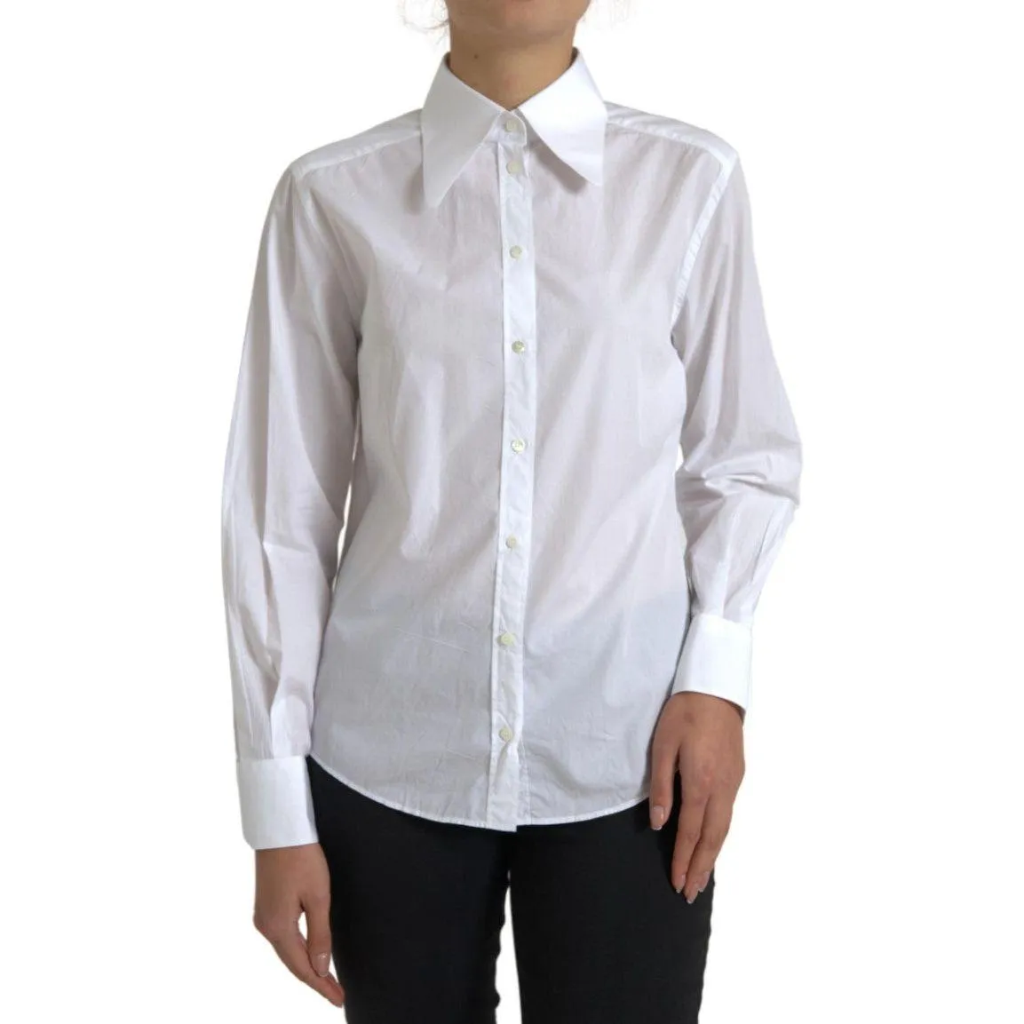 Dolce & Gabbana Elegant White Cotton Collared Top