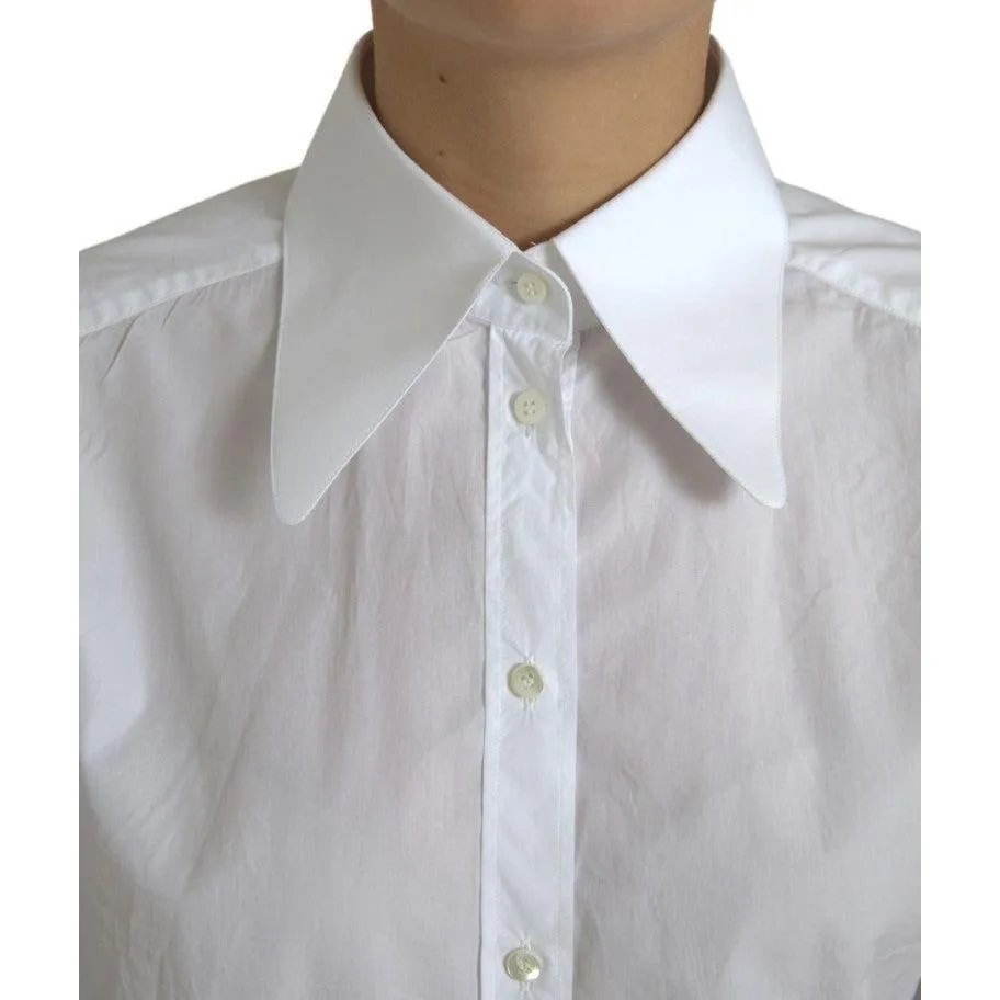 Dolce & Gabbana Elegant White Cotton Collared Top