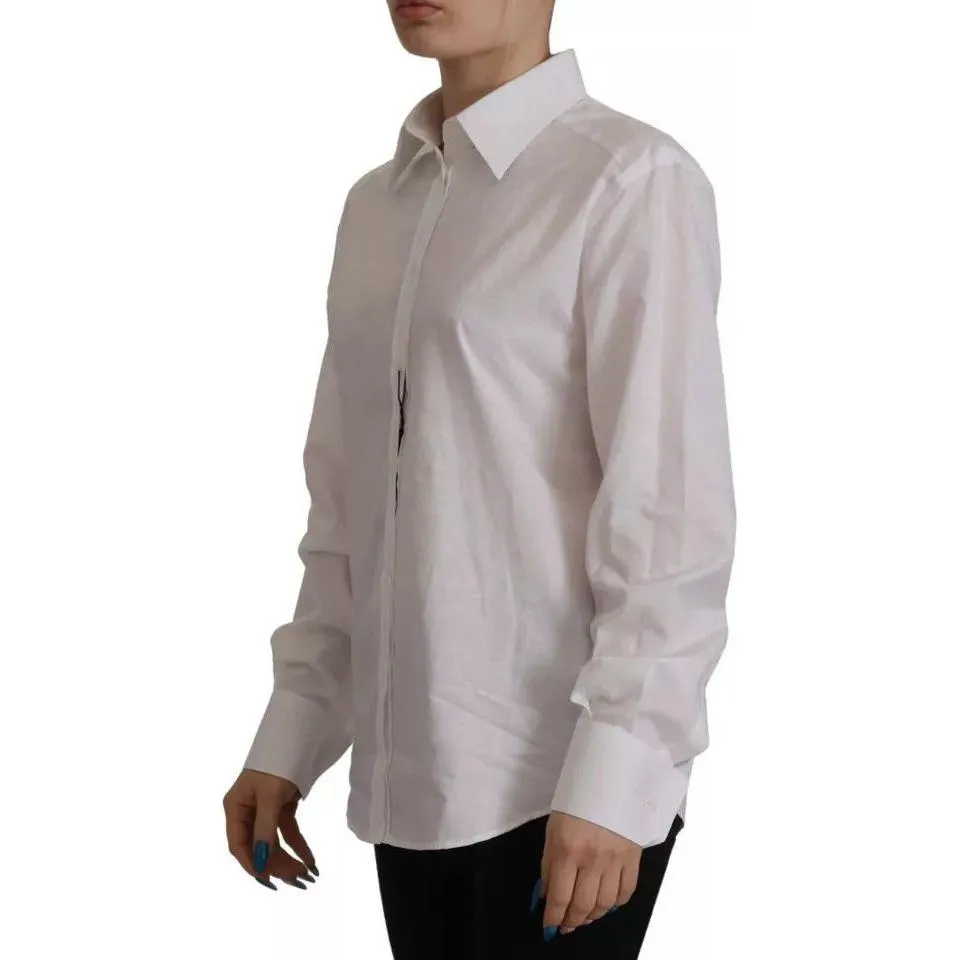 Dolce & Gabbana White Cotton Collared Formal Dress Shirt Top