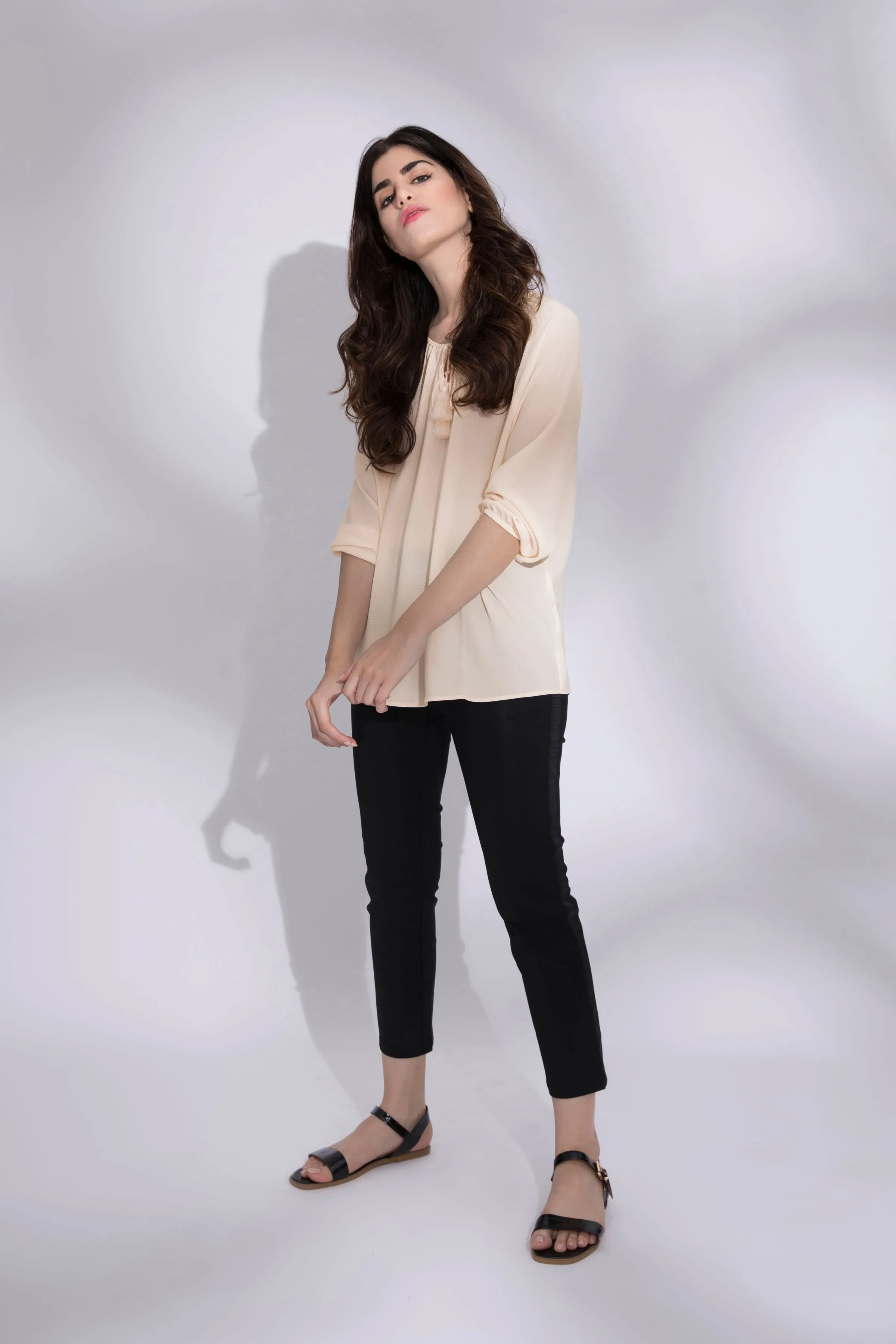 Drawcord Neck Top