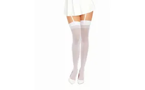 Dreamgirl Back Seam Sheer Thigh High Stockings White 0007 O/S