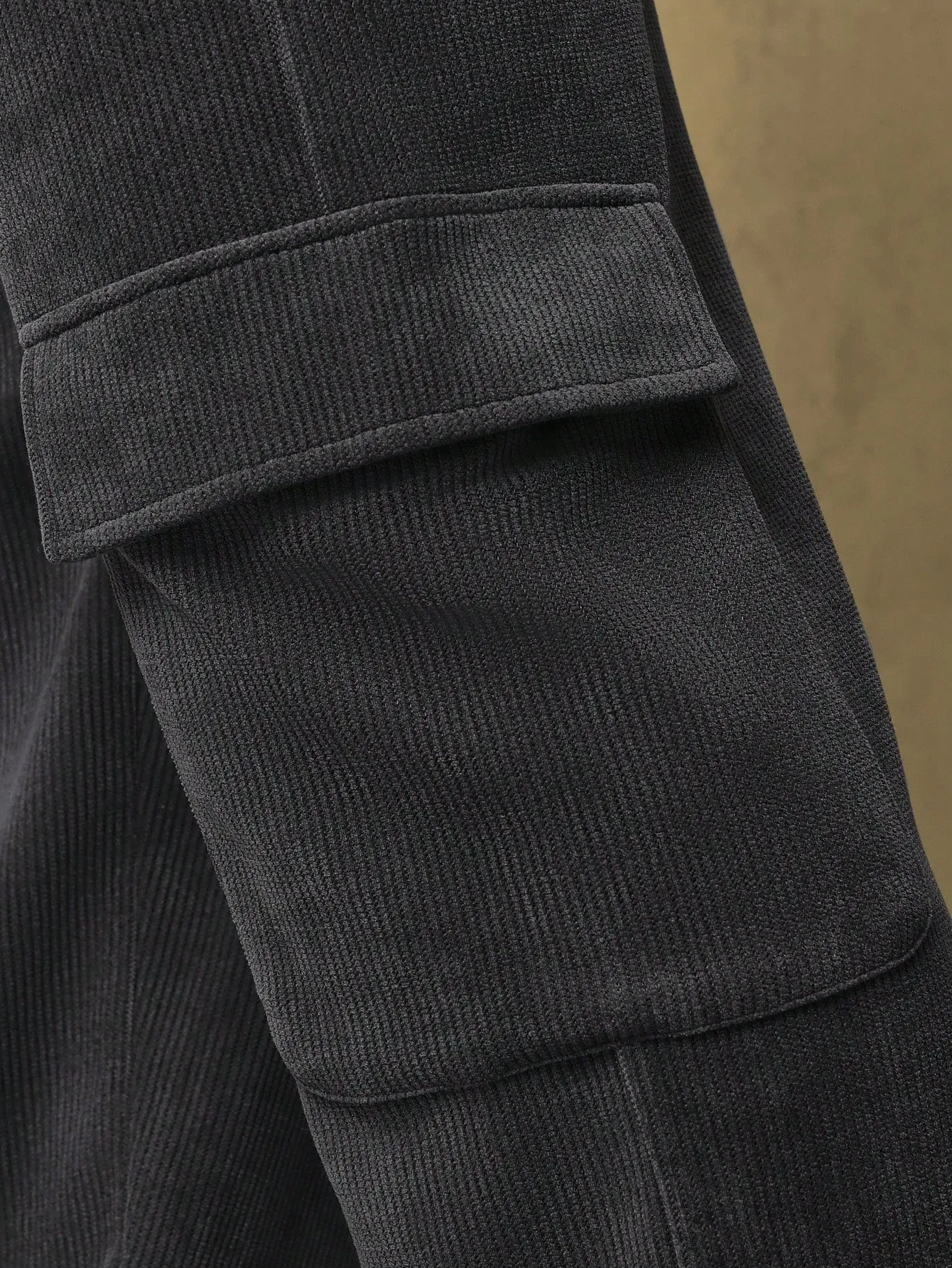 Drop Crotch Textured Cargo Sweatpants With Drawcords