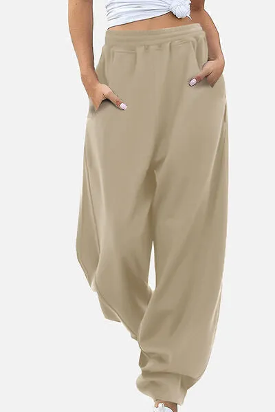 Elastic Waist Sweatpants with Pockets