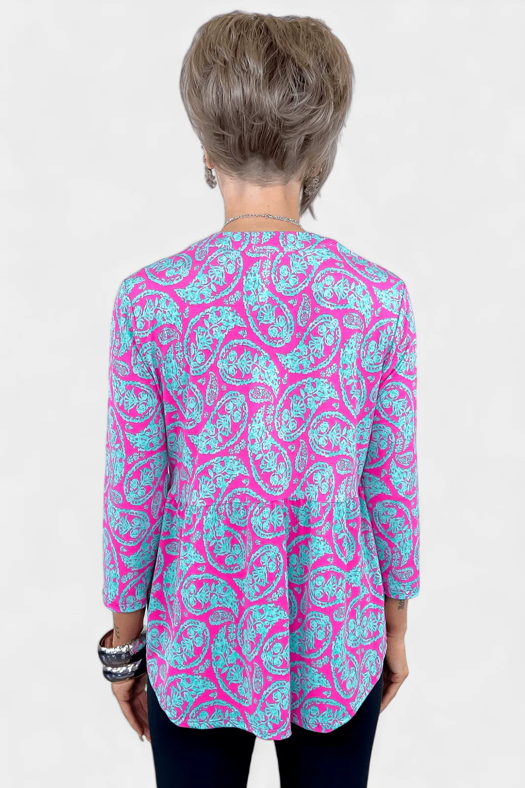 Emerald & Pink Paisley Lizzy Empire Top [NO RETURNS]