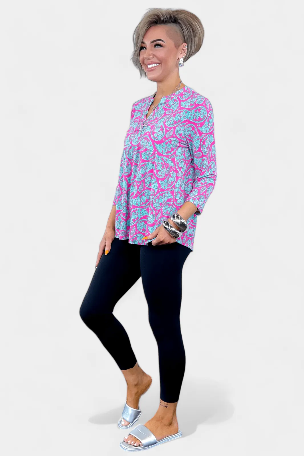 Emerald & Pink Paisley Lizzy Empire Top [NO RETURNS]