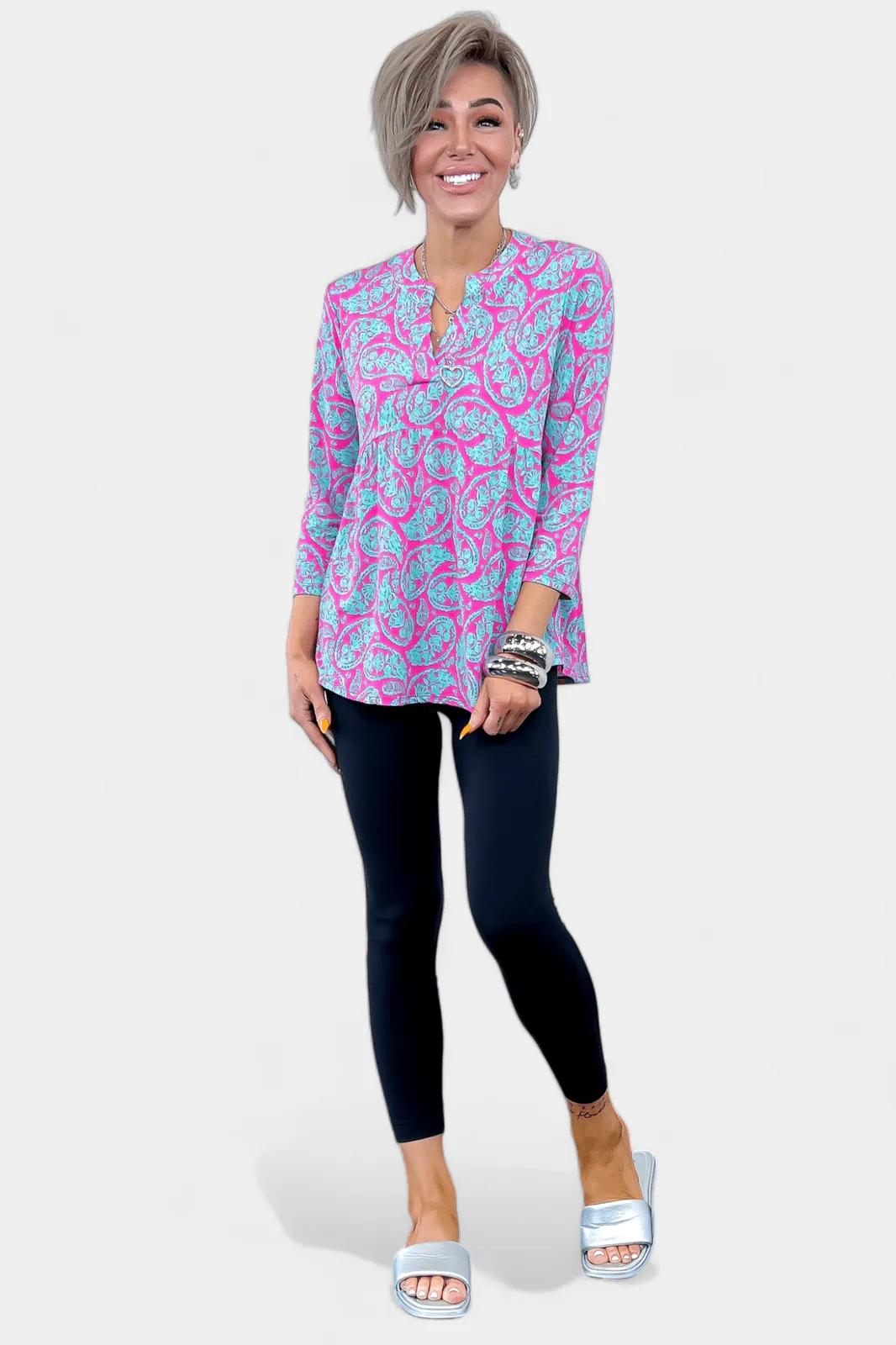 Emerald & Pink Paisley Lizzy Empire Top [NO RETURNS]