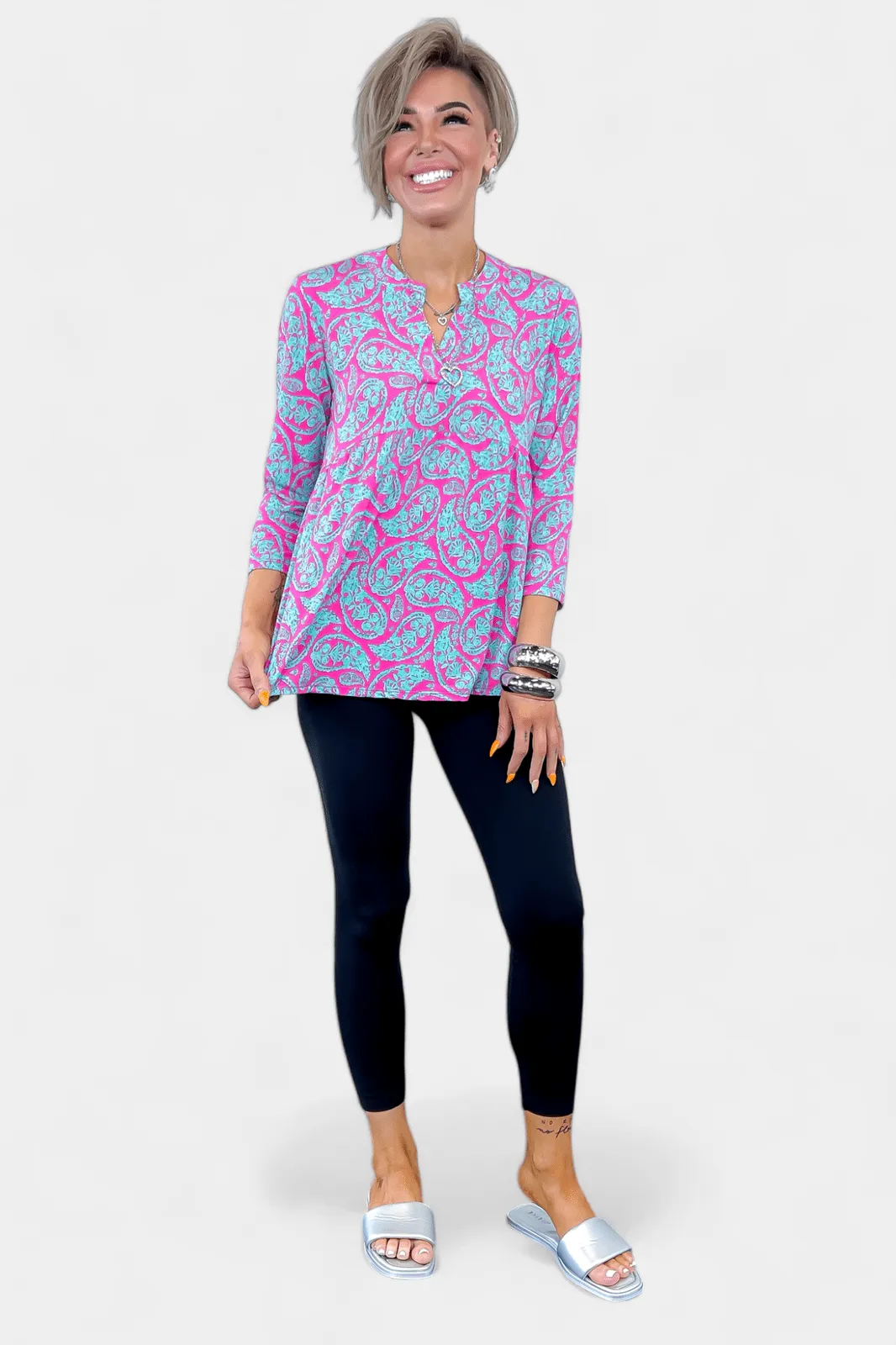 Emerald & Pink Paisley Lizzy Empire Top [NO RETURNS]