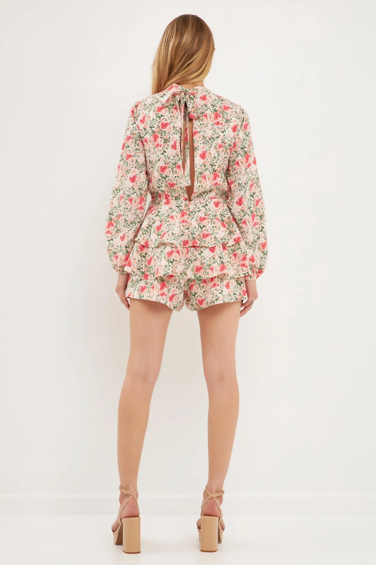 Endless Rose - Blooming Roses Floral Open Back Romper