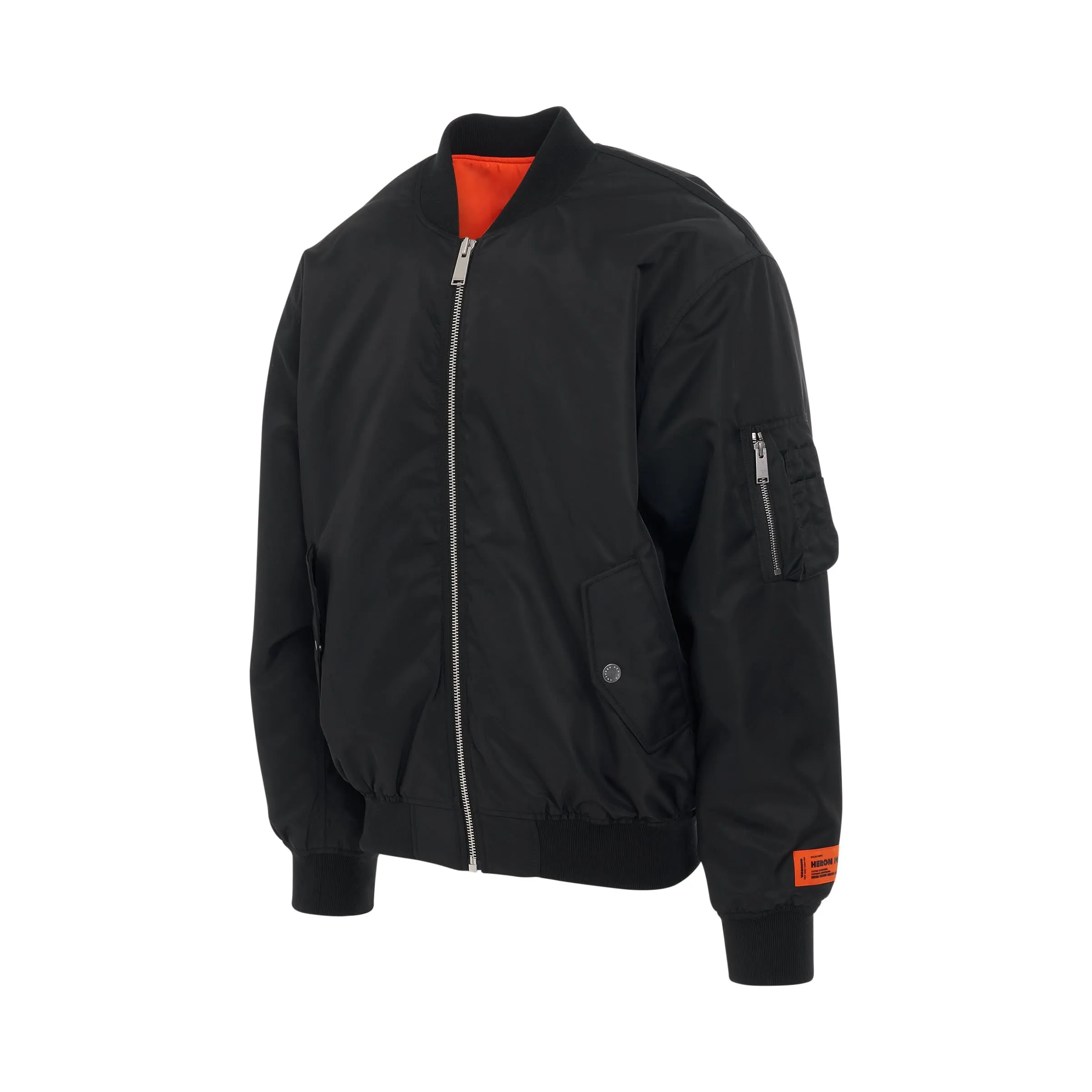 Ex-Ray Nylon Bomber Jacket in Black