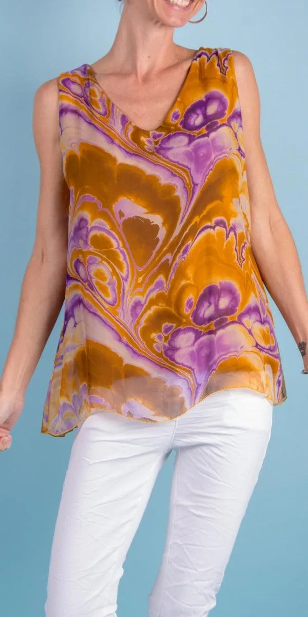 Fernanda Swirl Silk Top