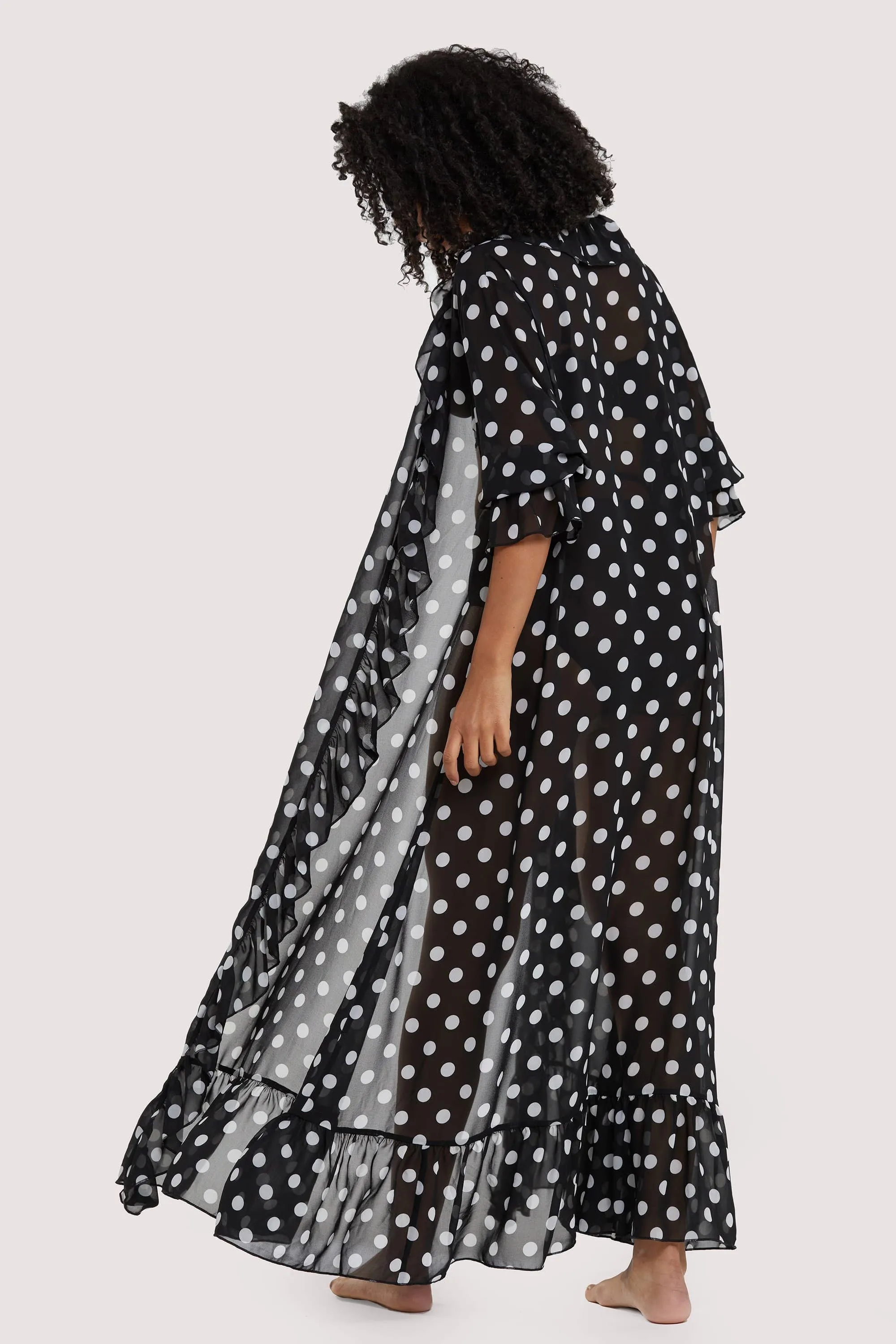 FFFB Chiffon Polka Dot Black Robe