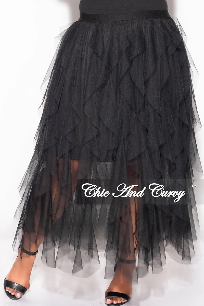 Final Sale Plus Size Multi Layered Mesh Skirt in Black (Skirt Only)