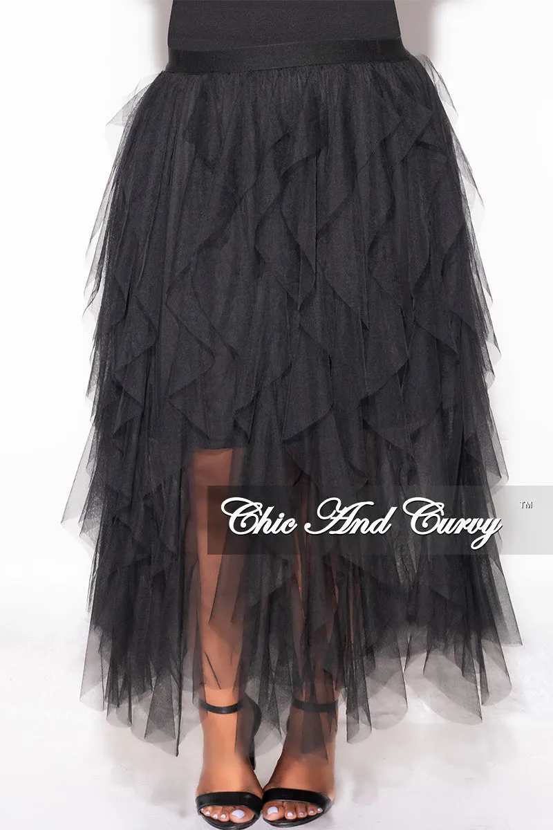 Final Sale Plus Size Multi Layered Mesh Skirt in Black (Skirt Only)