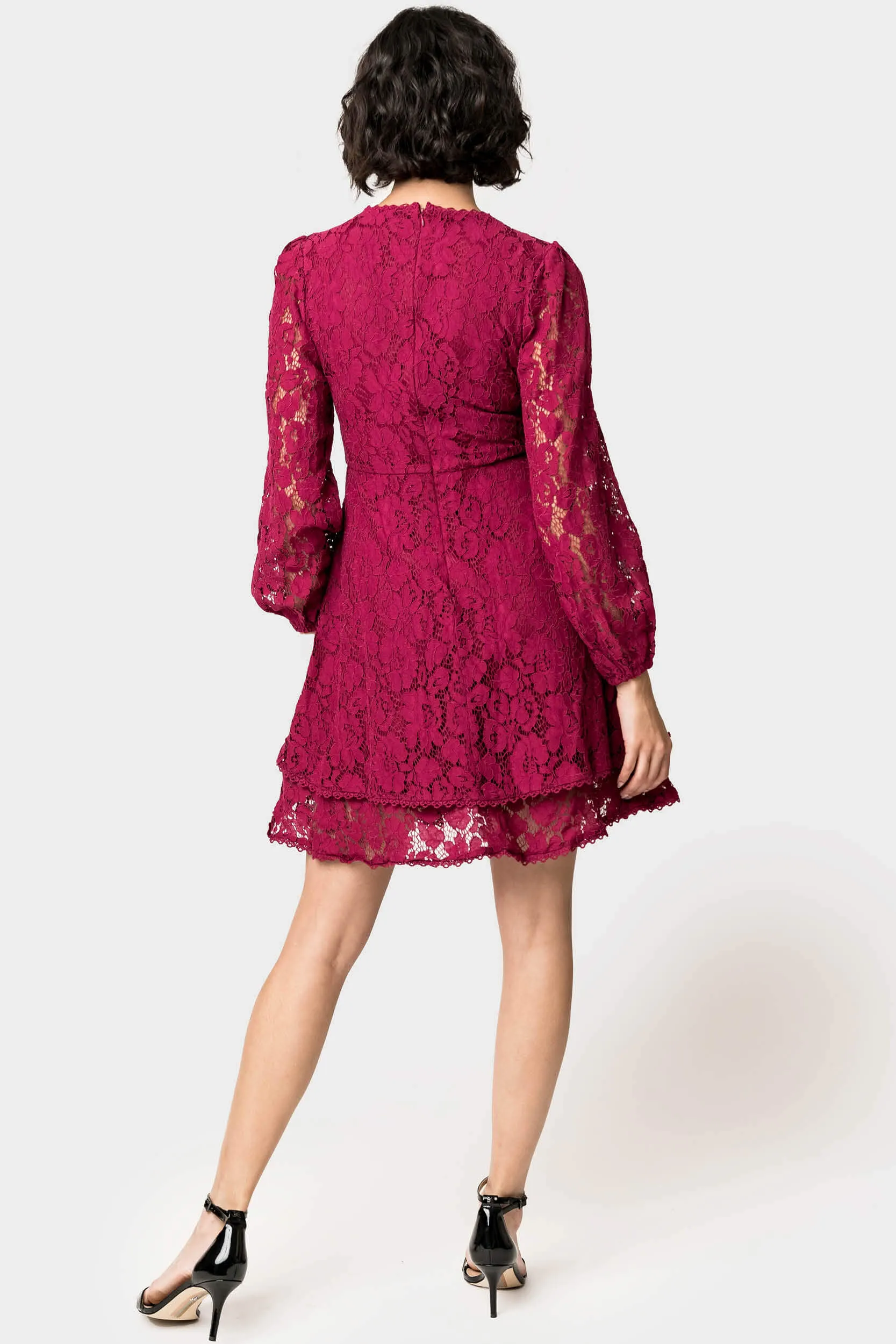 Fit and Flare Lace Dress with Layered Skirt