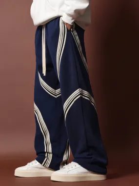 Flare Fit Stripe Panels Sweatpants With Drawcord