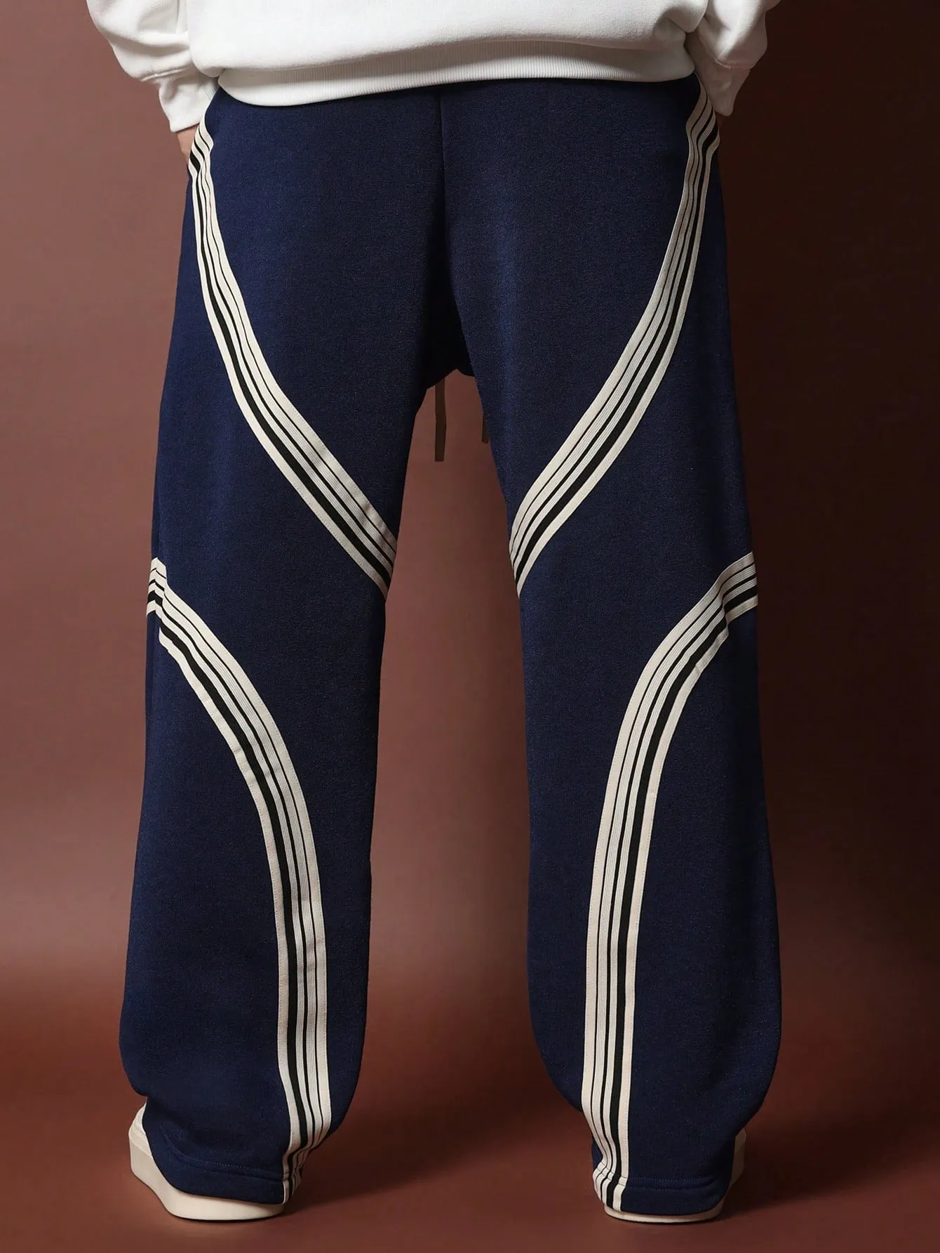 Flare Fit Stripe Panels Sweatpants With Drawcord