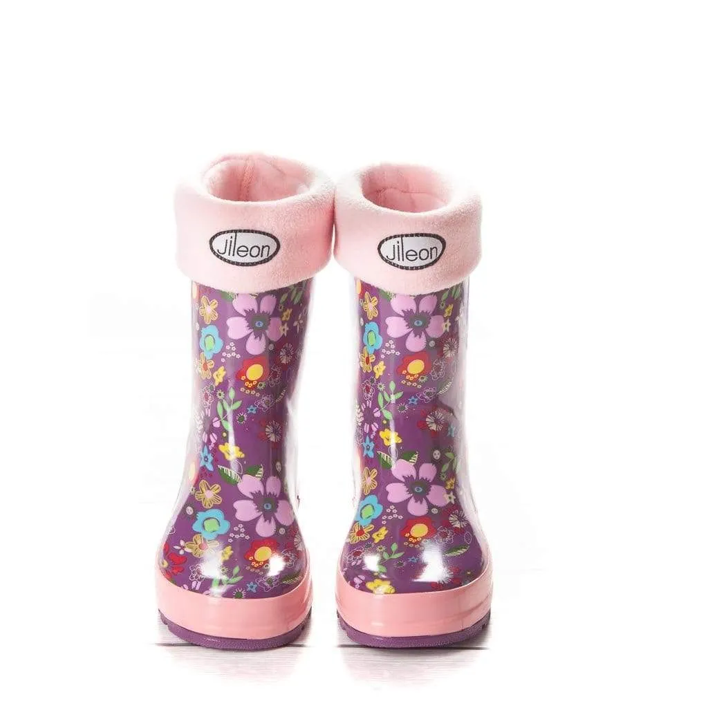 Fleecy Rain Boot Liners for Boys and Girls in Blue and Pink