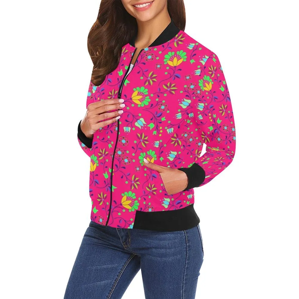 Fleur Indigine Rouge Bomber Jacket for Women