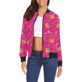 Fleur Indigine Rouge Bomber Jacket for Women